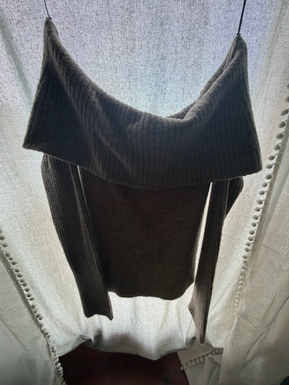 H&M Off-the-Shoulder Ribbed Sweater in Dark Gray